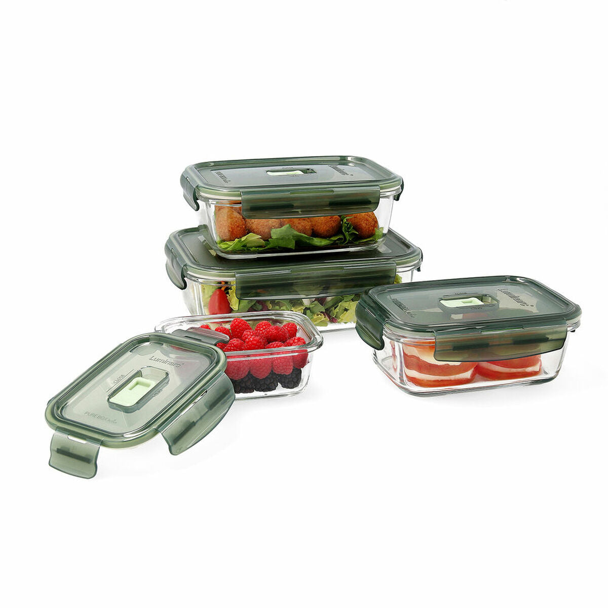 Set of lunch boxes Luminarc Pure Box Hermetic Dark green Glass 4