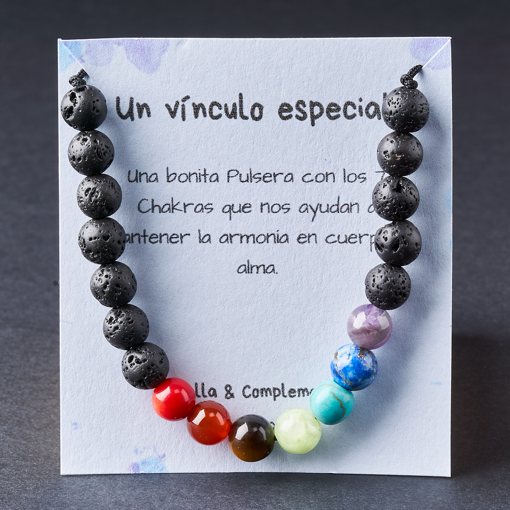 Pulsera 7 Chakras | Piedras volcánicas.
