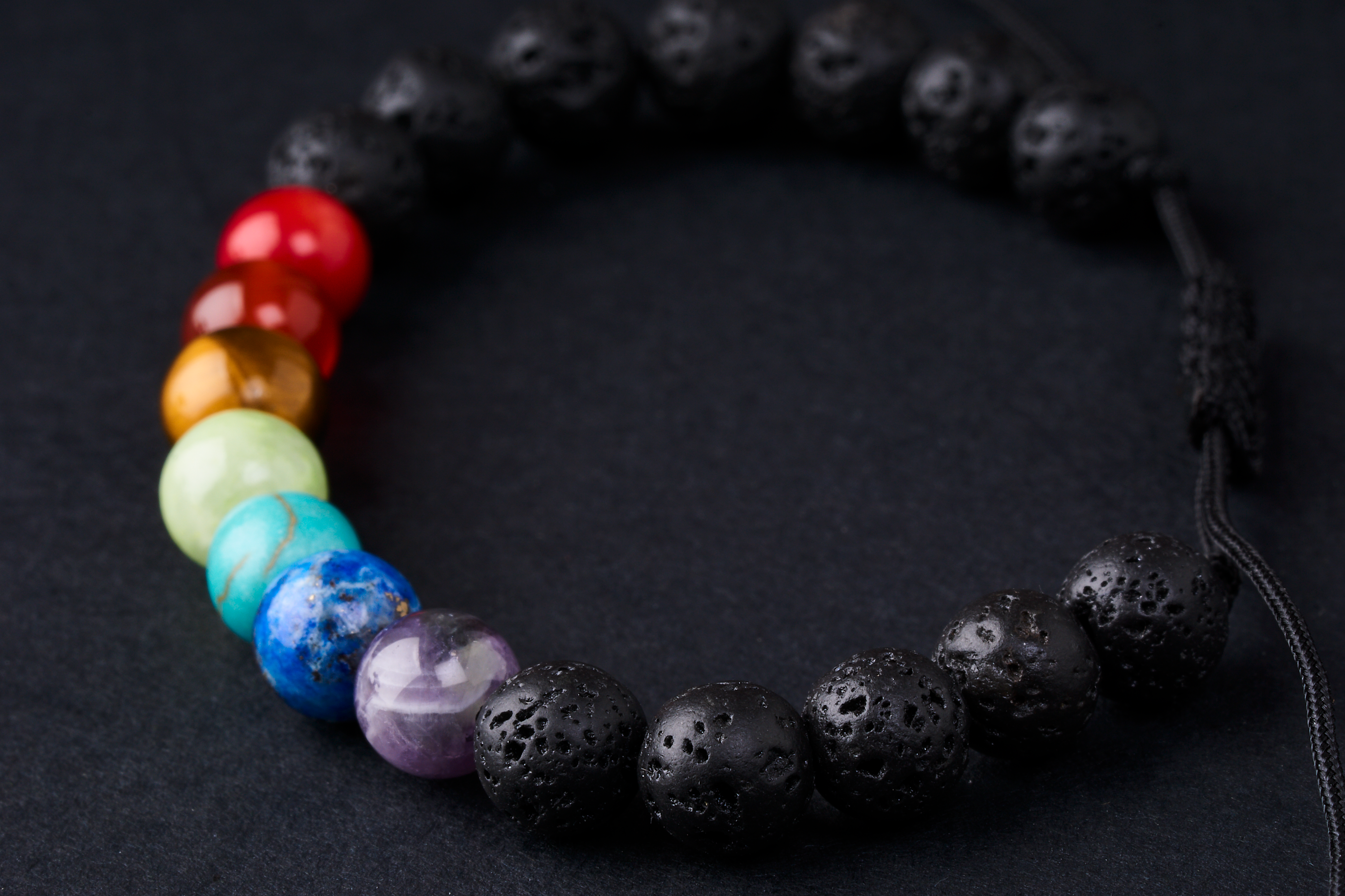 Pulsera 7 Chakras | Piedras volcánicas.