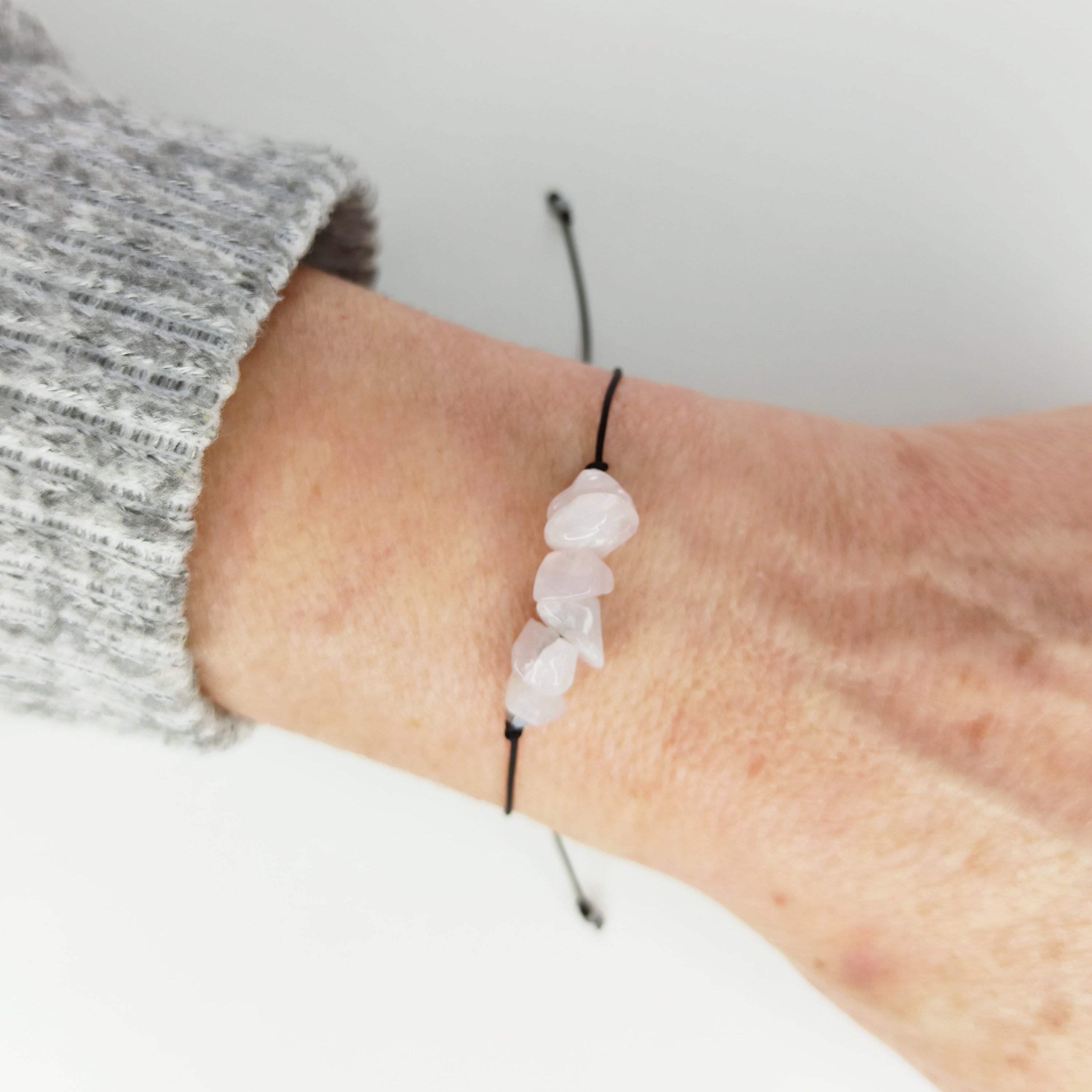 Pulsera piedras de Cuarzo Rosa | Piedra natural.