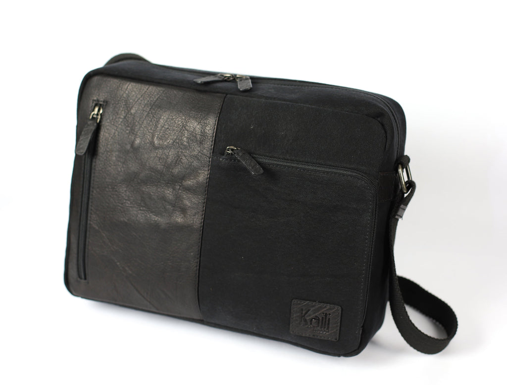 K0022AB | Messenger in Canvas/Vera Pelle, pieno fiore, volanata -