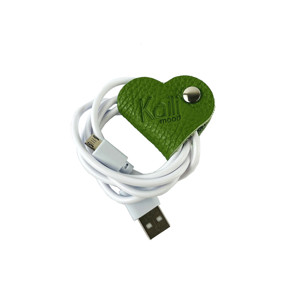 K0039EB | Avvolgicavo Cuore Made in Italy in Vera Pelle pieno fiore,