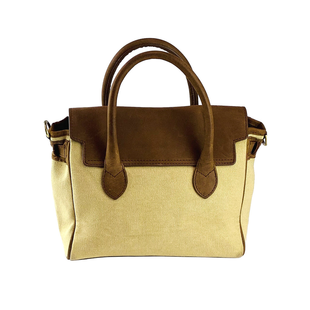 K0042ALCB | Borsa a Mano Mini in Canvas/Vera Pelle Made in Italy.