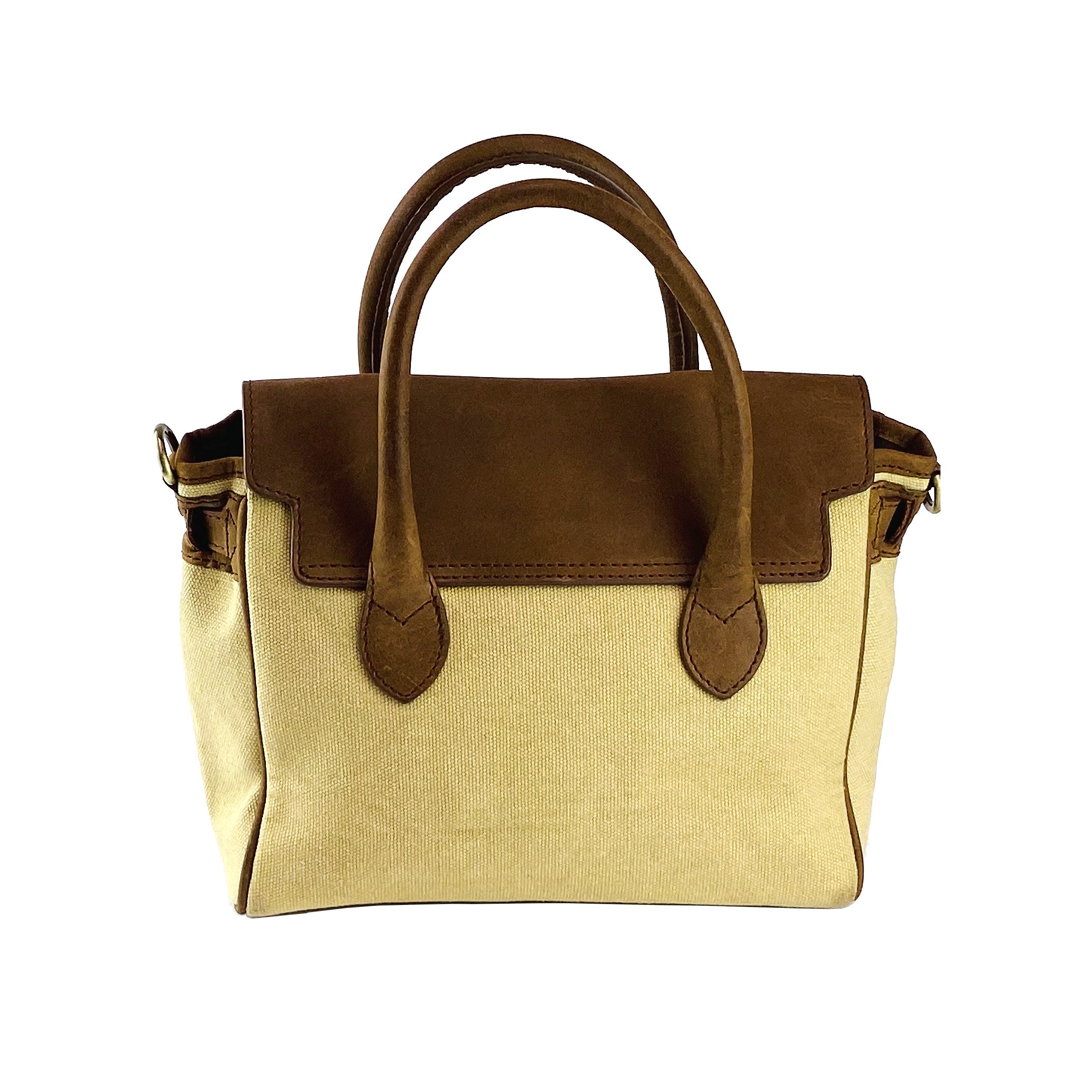 K0042ALCB | Borsa a Mano Mini in Canvas/Vera Pelle Made in Italy.