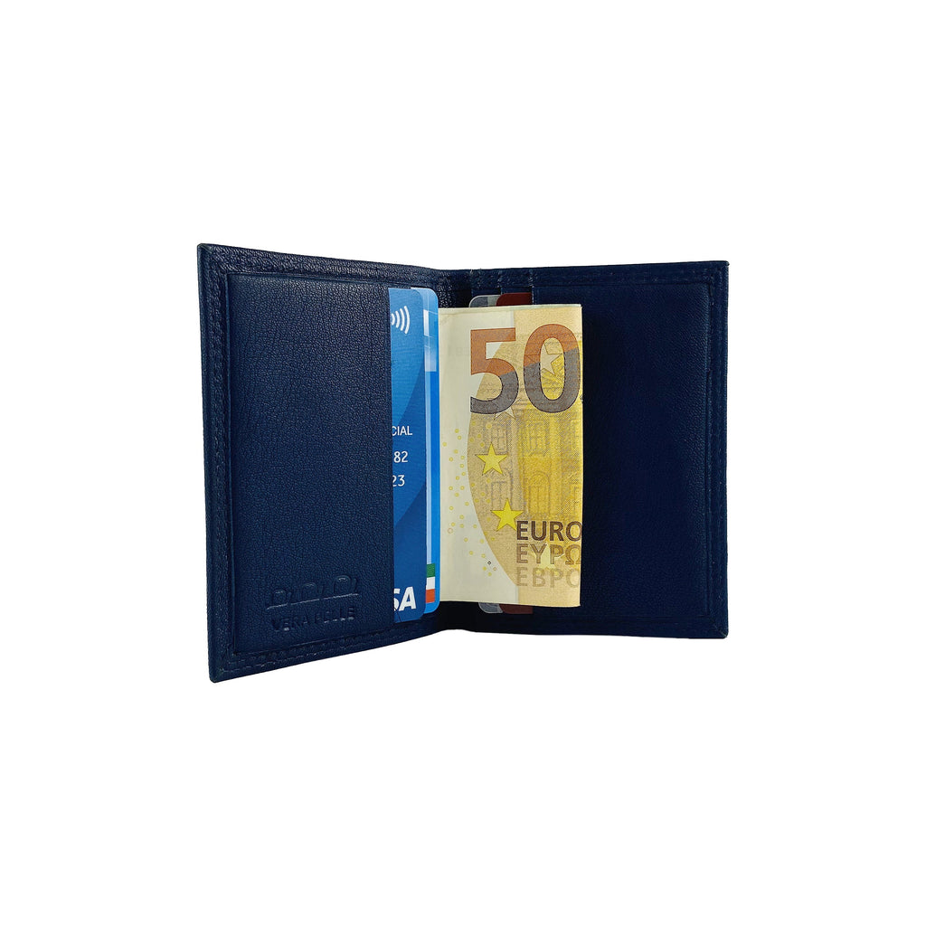 K10217DB | Porta Carte di Credito in Vera Pelle pieno fiore, con