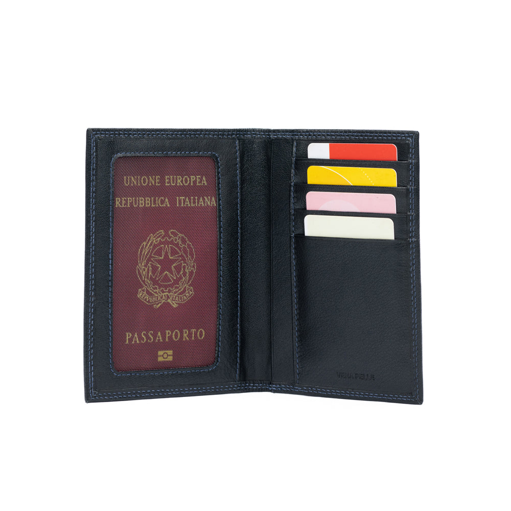 K10122AB | Porta Documenti + Passaporto in Vera Pelle pieno fiore,