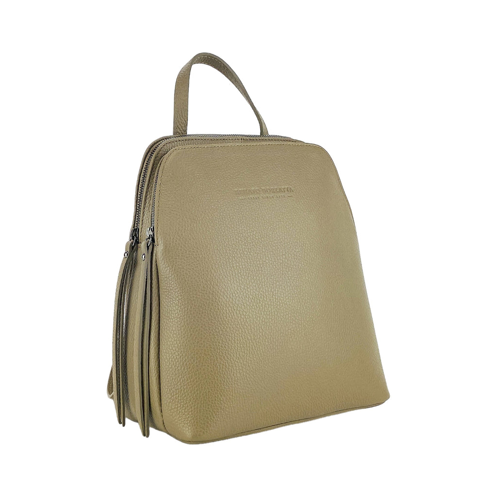 RB1018AQ | Zaino Donna Doppio scomparto in Vera Pelle Made in Italy