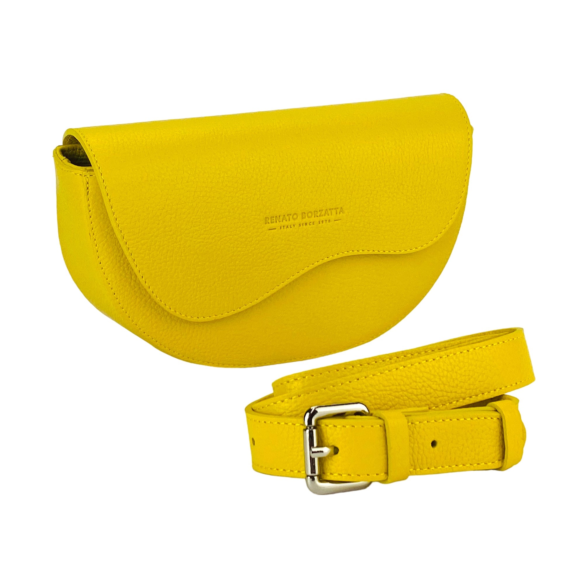 RB1027R | Borsa Donna a Bandoliera stondata in Vera Pelle Made in