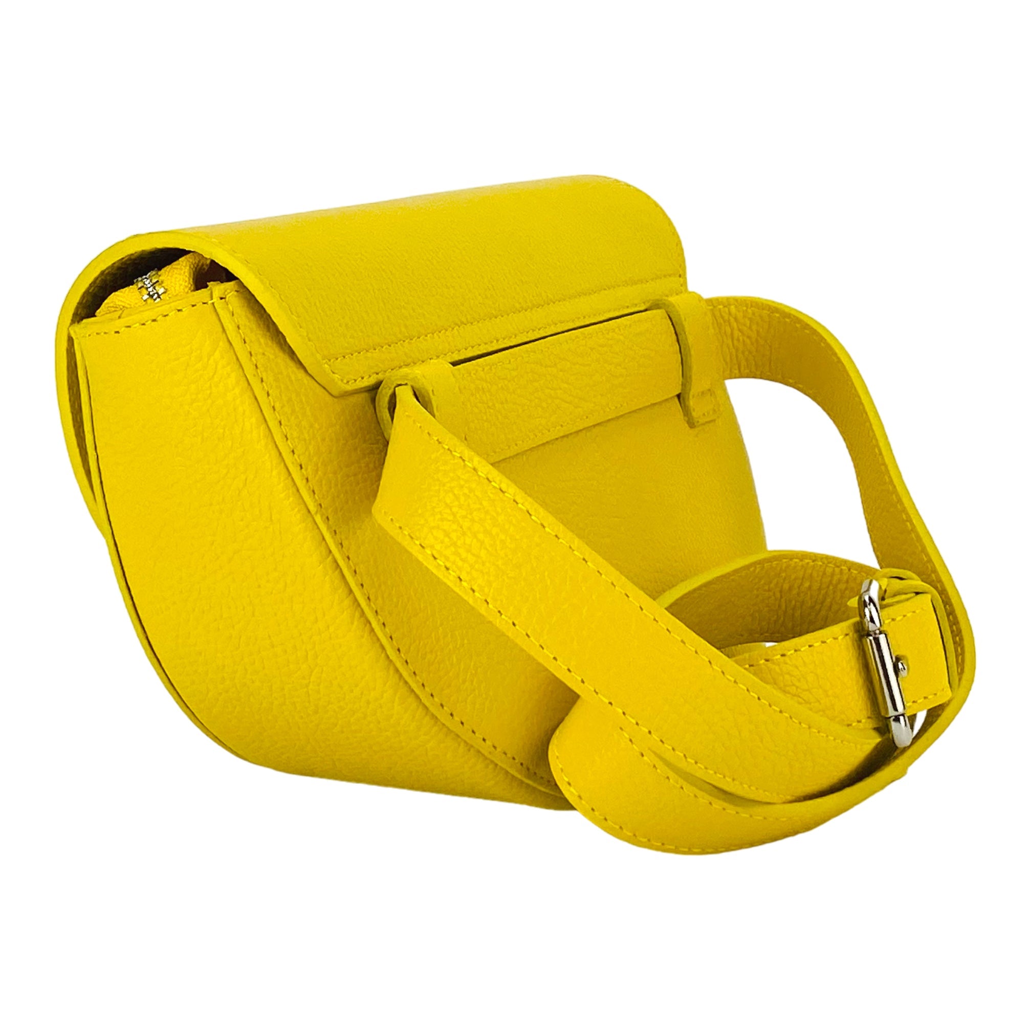 RB1027R | Borsa Donna a Bandoliera stondata in Vera Pelle Made in