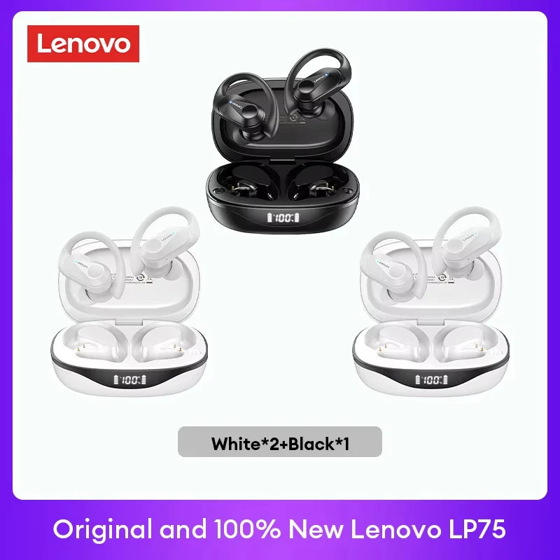 Original Lenovo LP75 TWS Bluetooth V5.3 Headphones Wireless LED