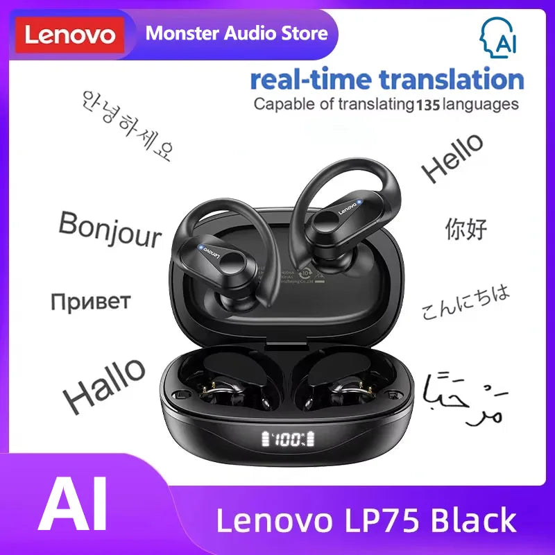 Original Lenovo LP75 TWS Bluetooth V5.3 Headphones Wireless LED