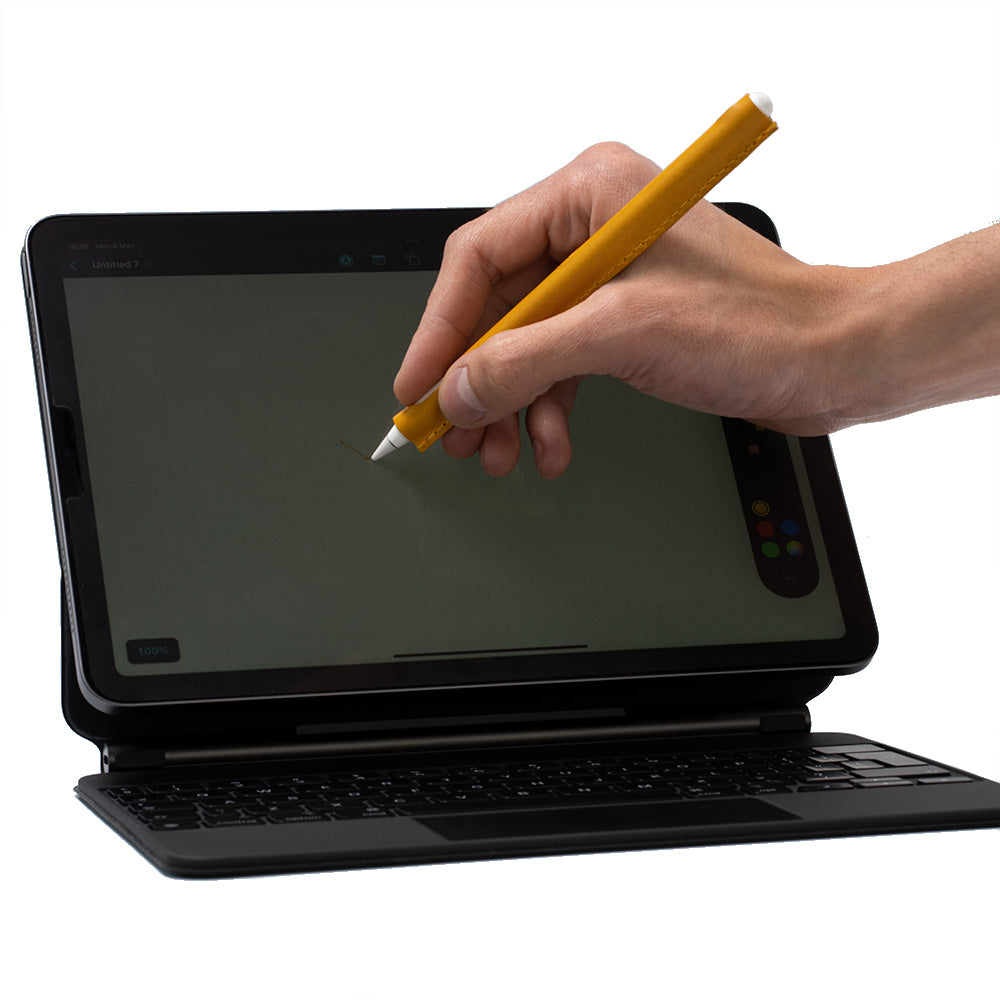 Leather sleeve for Apple Pencil.