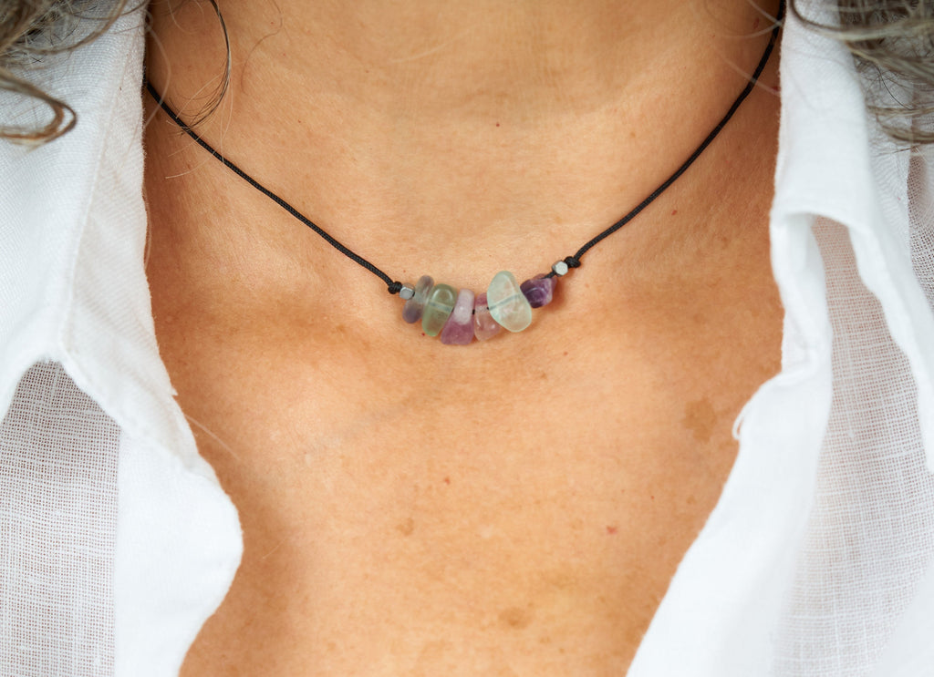 Collar Piedras de Fluorita Arcoíris | Piedra Natural