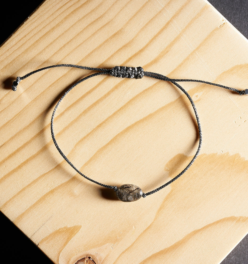 Pulsera Cuarzo Turmalina | Piedra en  Solitario.