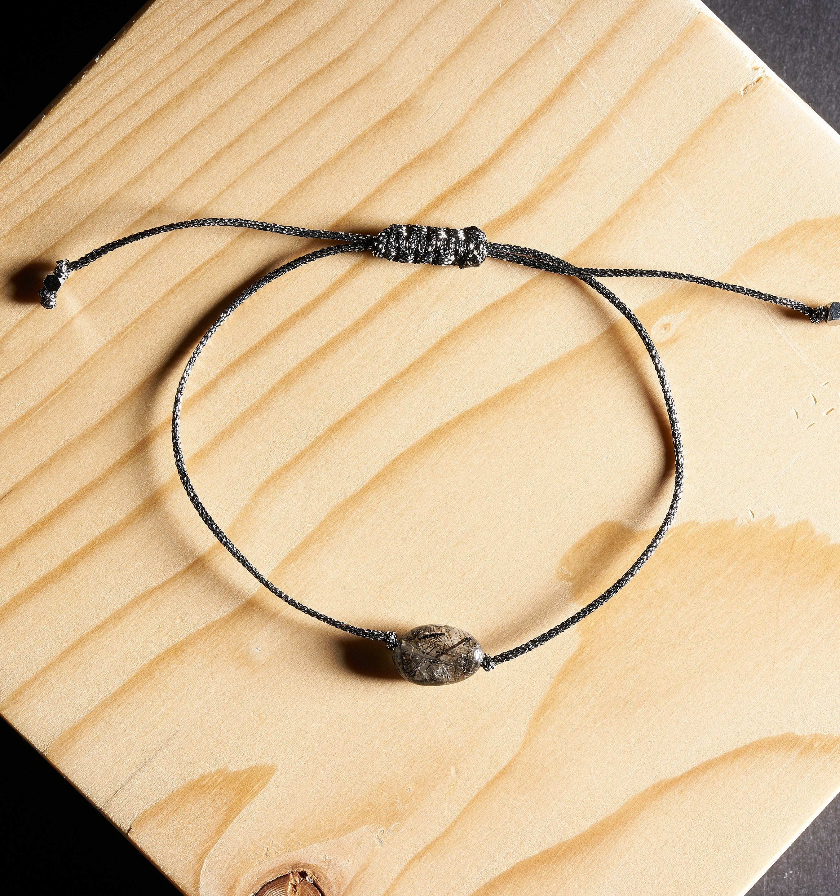 Pulsera Cuarzo Turmalina | Piedra en  Solitario.