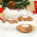 Candle Holder Round Shape – Olive Wood Accent Piece