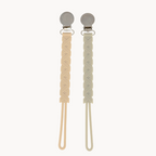 Chupetero de silicona orgánica,Set de 2, Beige y verde