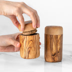 Handcrafted Olive Wood Spice Box with Thread for Rustic Kitchen Charm