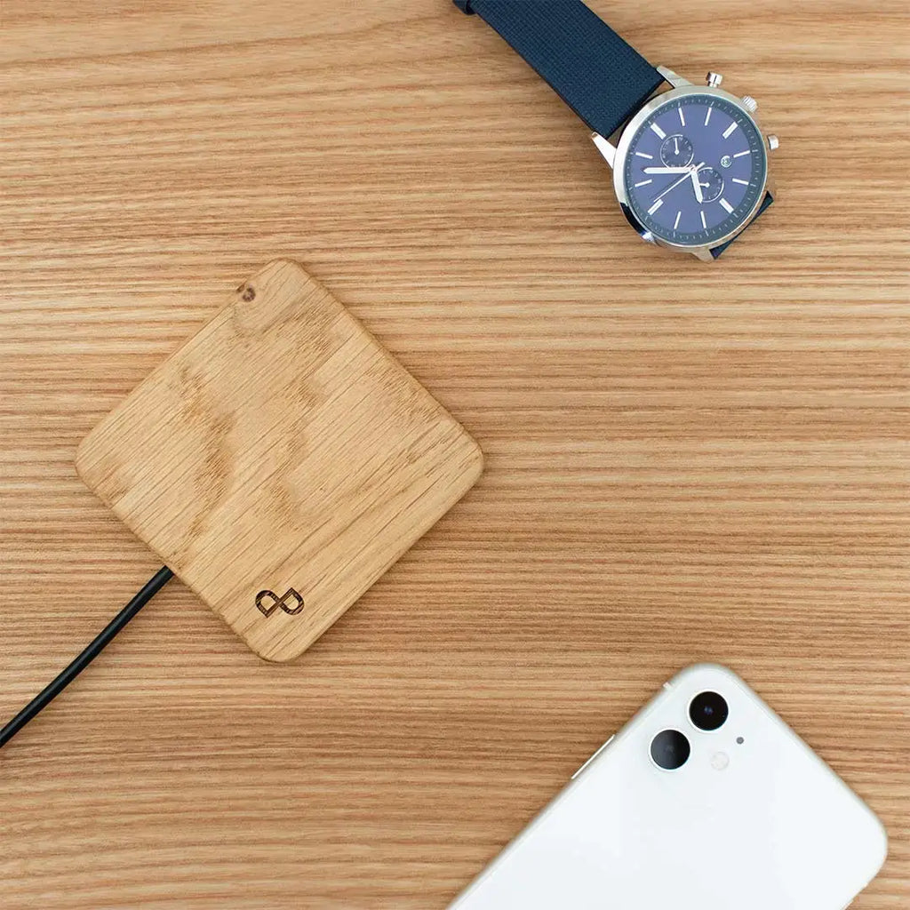 Handcrafted Wooden Wireless Charger. Fast Charging Station