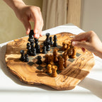 Handcrafted Olive Wood Chess Set with Natural Edges