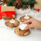 Candle Holder Round Shape – Olive Wood Accent Piece