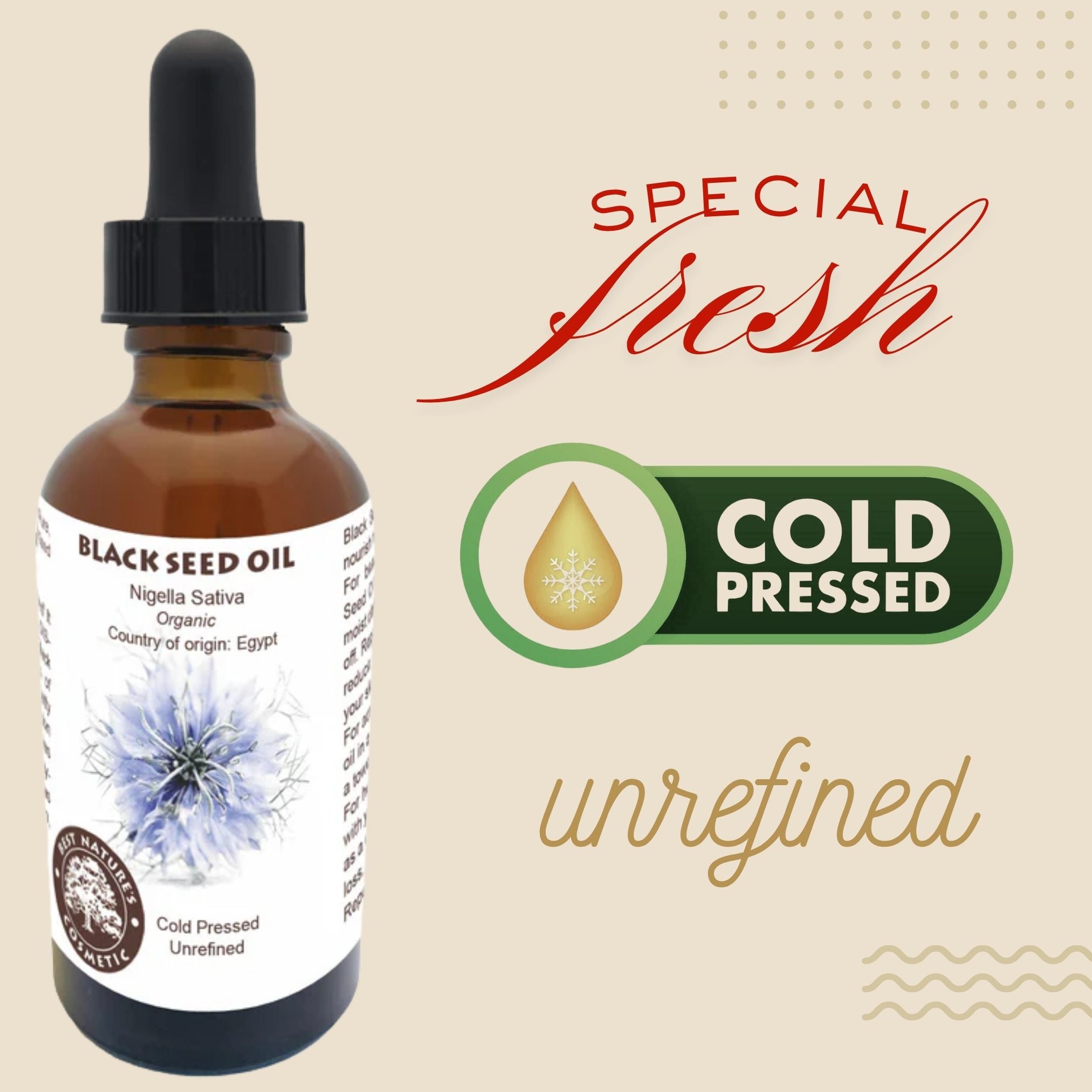 Black Seed Oil (organic, cold pressed, unrefined)