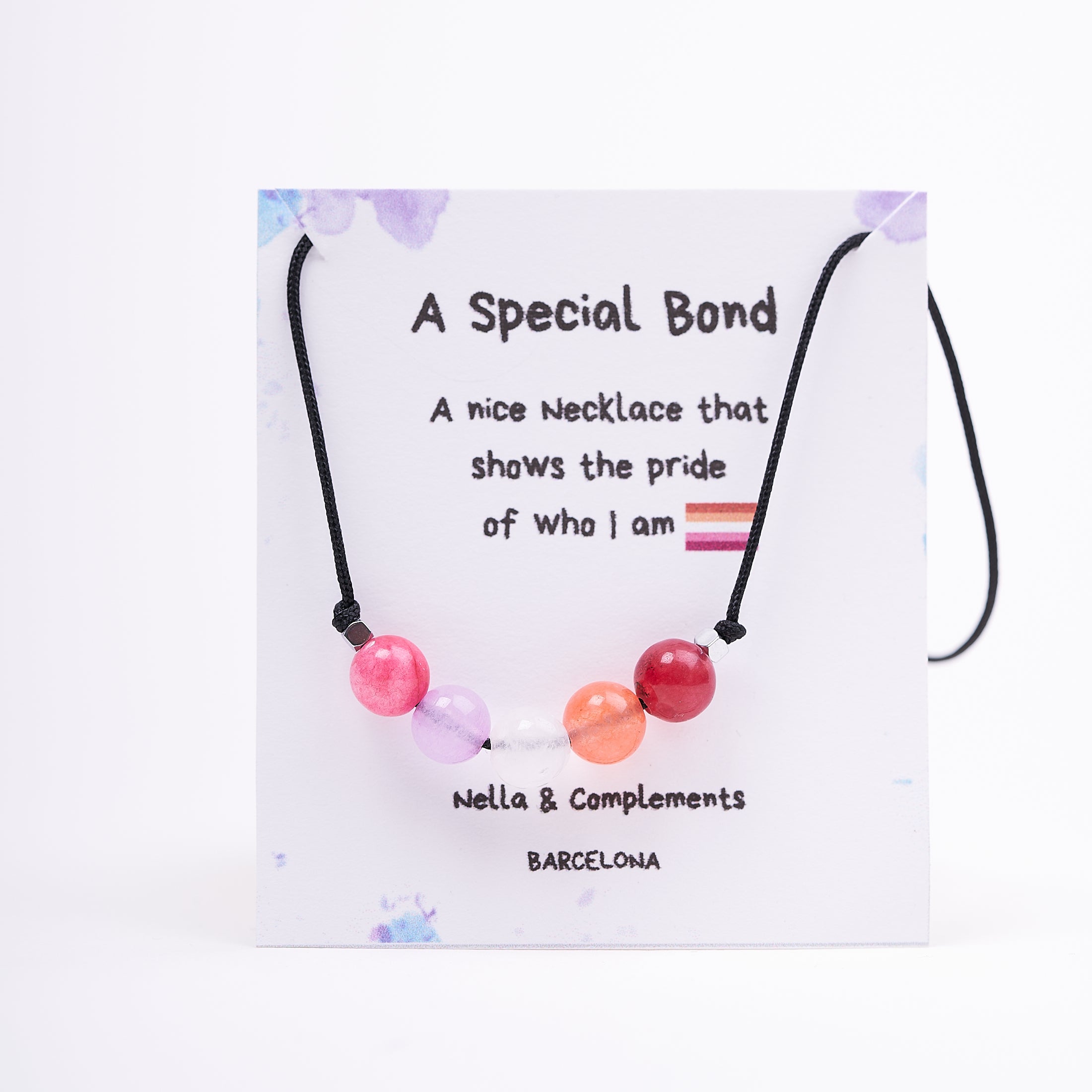 Collar de orgullo Lesbiana con agatas naturales, Joyeria LGBTIQ