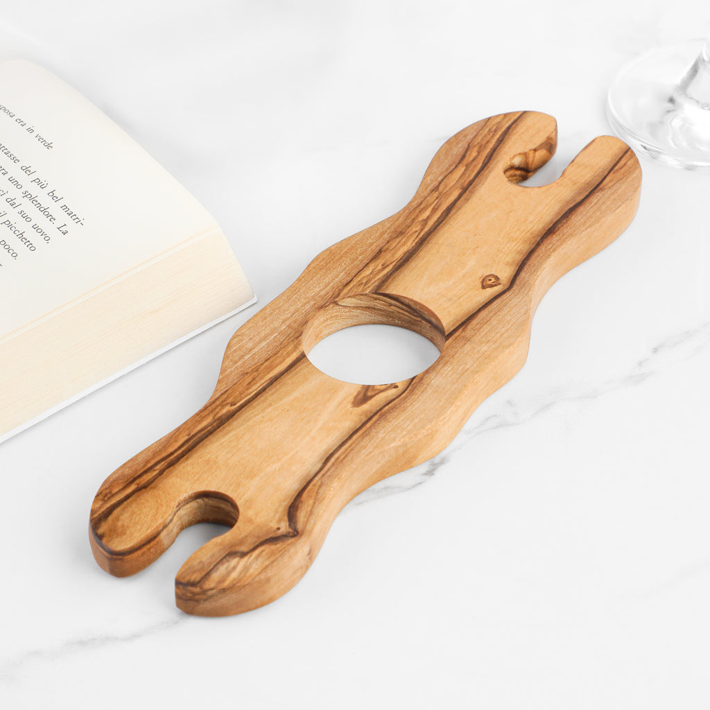 Glass and Bottle Holder – Handcrafted Olive Wood Bar Organizer