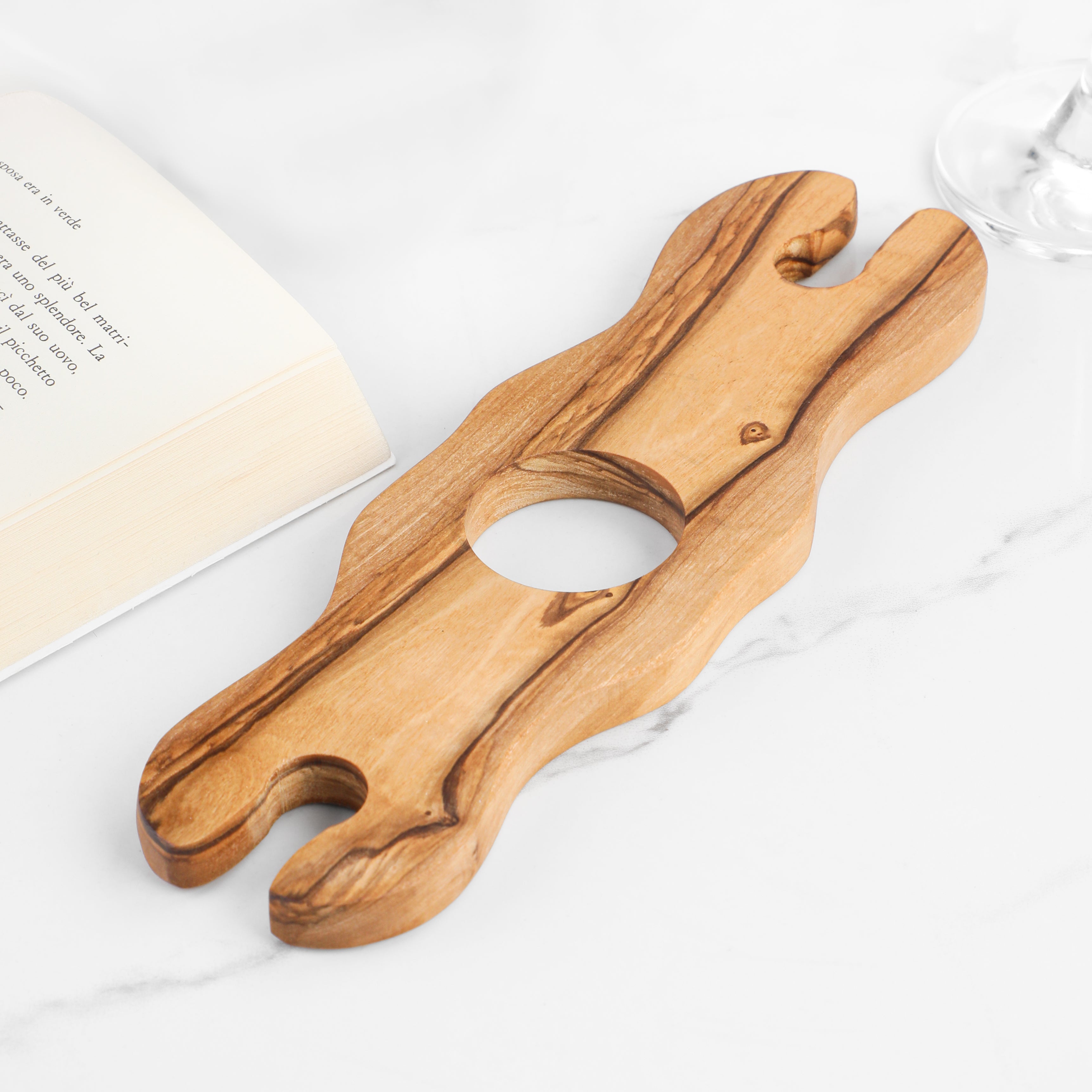 Glass and Bottle Holder – Handcrafted Olive Wood Bar Organizer