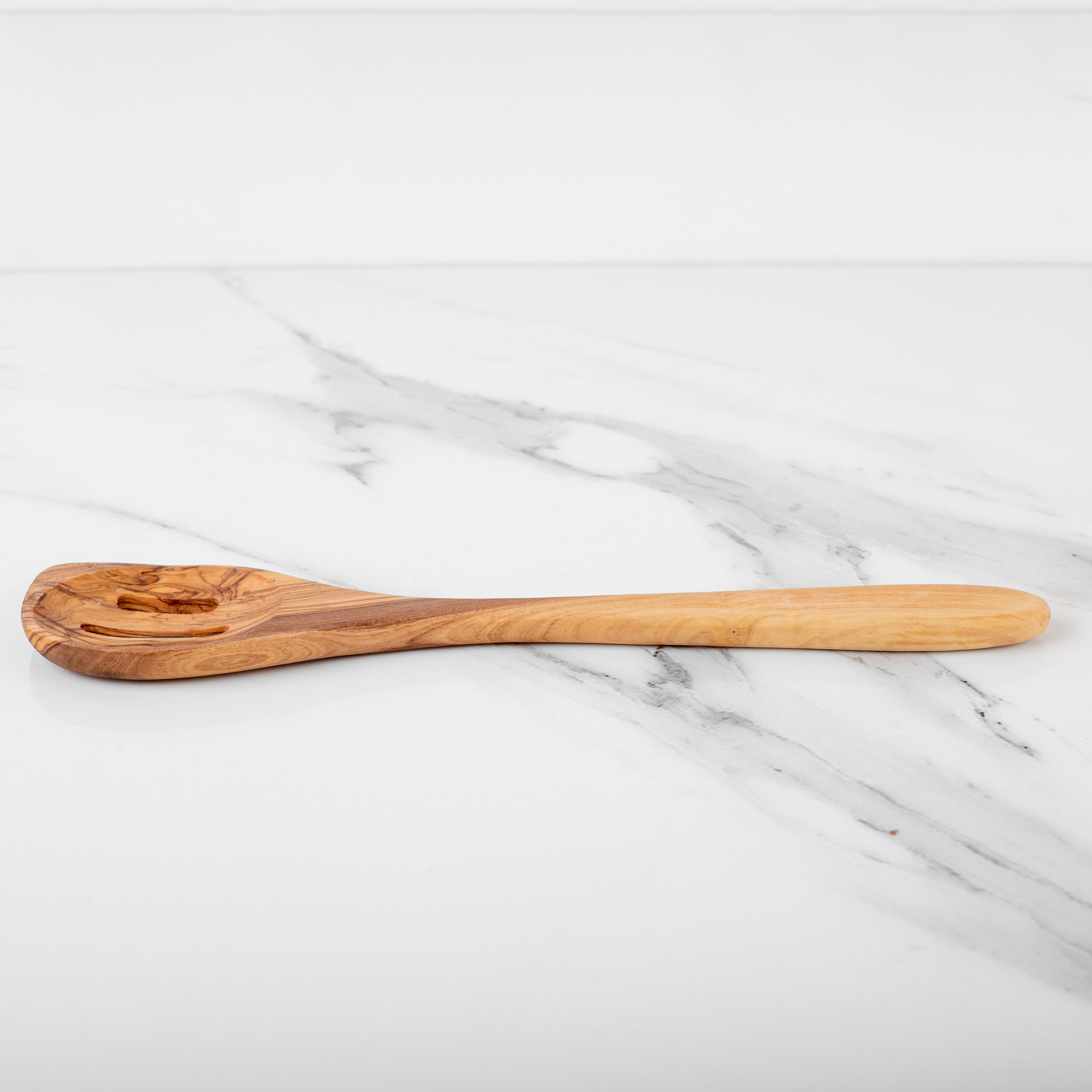 11.8" (30cm) Olive Wood Slotted Spatula, Handmade