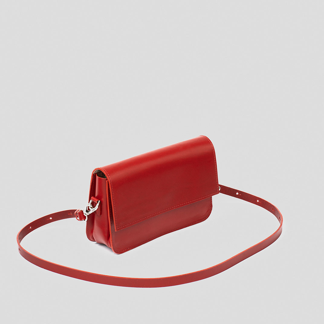 Leather Shoulder Bag - Curie (Red).