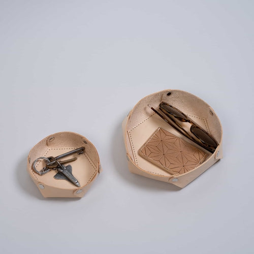 Leather desktop organizer.