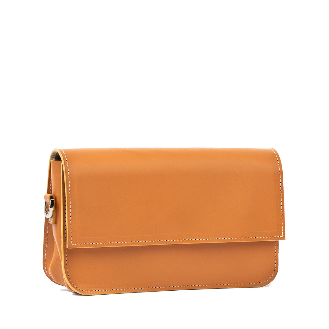 Leather Shoulder Bag - Curie (Light Orange).