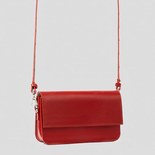 Leather Shoulder Bag - Curie (Red).