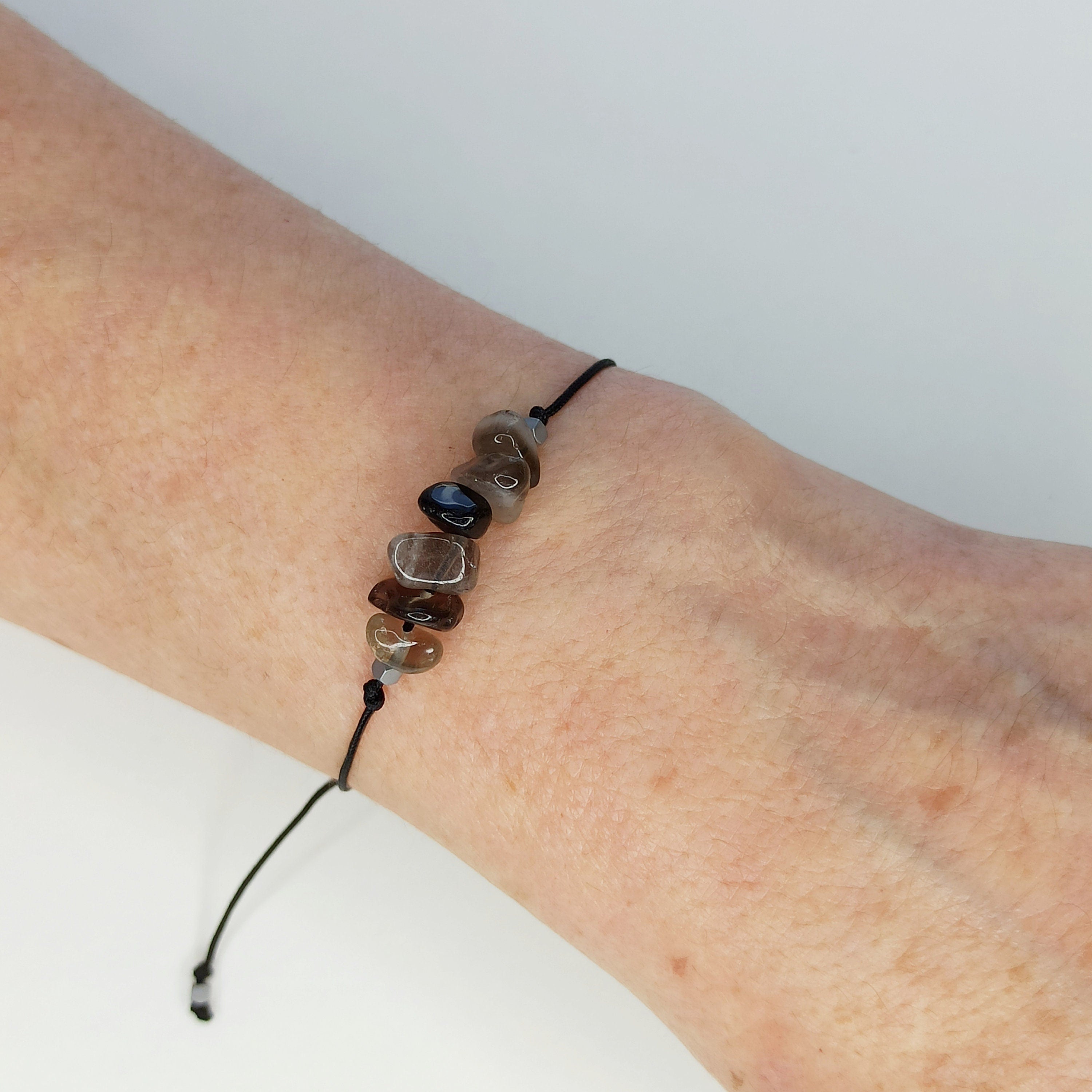Pulsera Piedras de Cuarzo Ahumado | Piedra Natural.