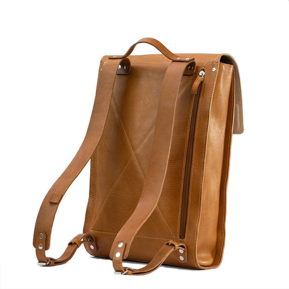 Leather laptop backpack - The Minimalist (Tan)