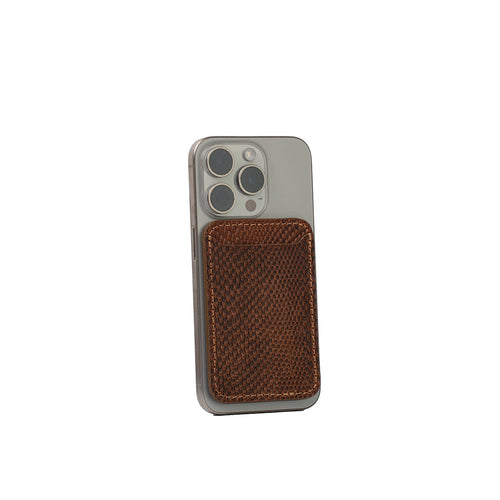 Leather wallet with MagSafe - Embossed Snake Print