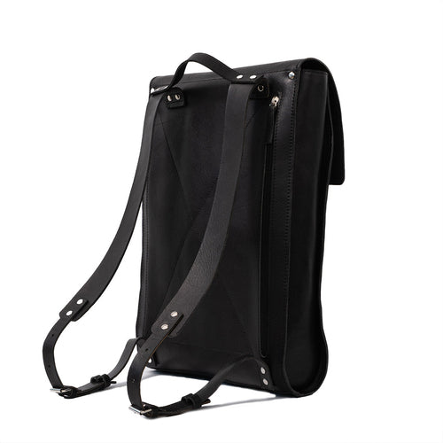 Leather laptop backpack - The Minimalist (Black).