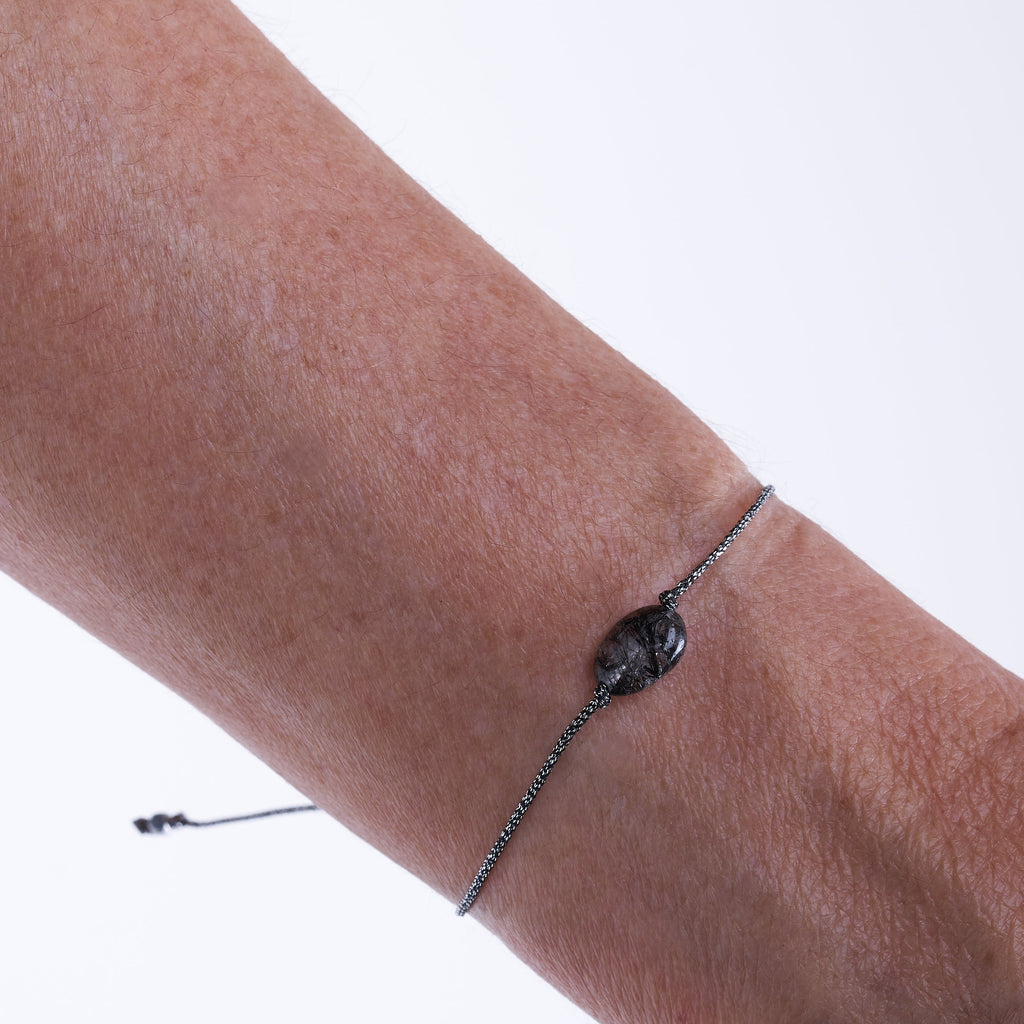 Pulsera Cuarzo Turmalina | Piedra en  Solitario.