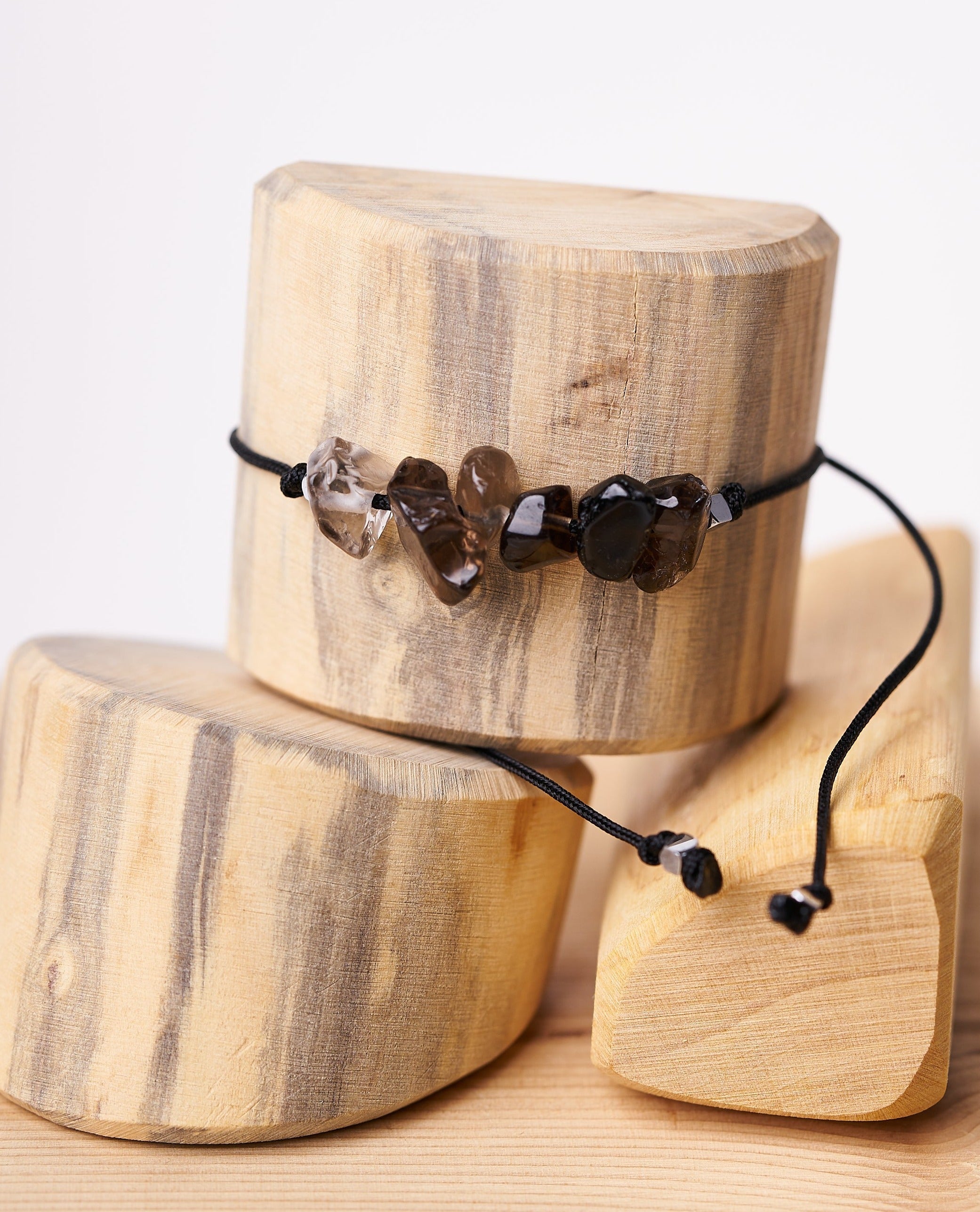 Pulsera Piedras de Cuarzo Ahumado | Piedra Natural.